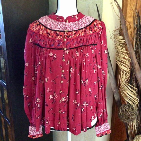 Free People Paloma Printed Blouse Sz XS - Picture 4 of 11